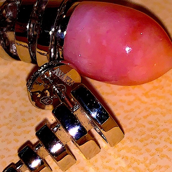Xtra pics 18K Avakian Pink Opal & Onyx Earrings - Picture 8 of 16
